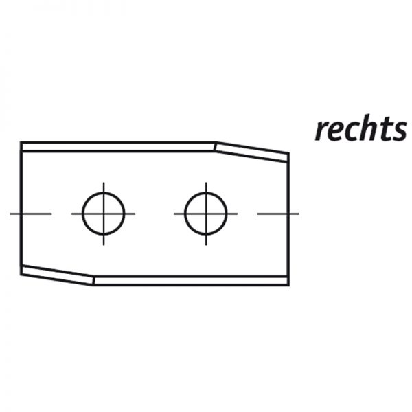 Wisselmes met 2 gaten en 2 snijkanten rechts