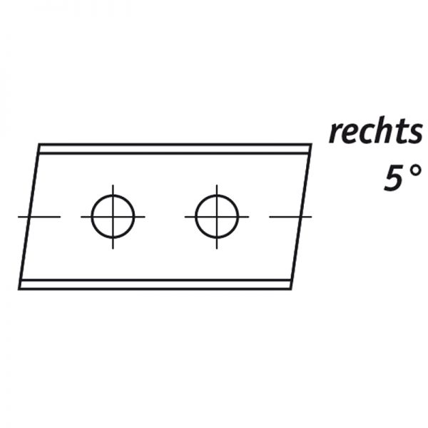 Wisselmes met 2 gaten en 2 snijkanten rechts